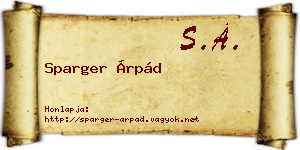 Sparger Árpád névjegykártya